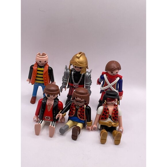 Set Of 6 Playmobil Geobra Pirate & Knight Action Figures - Picture 1 of 2